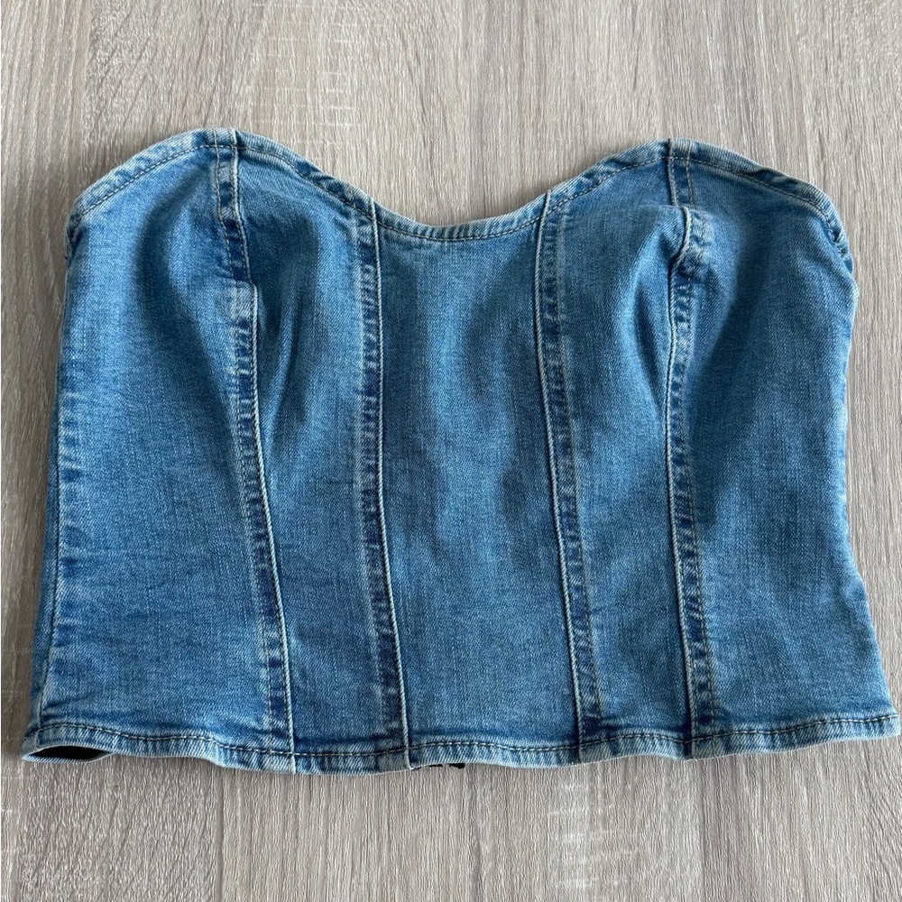 Denim Strapless Top